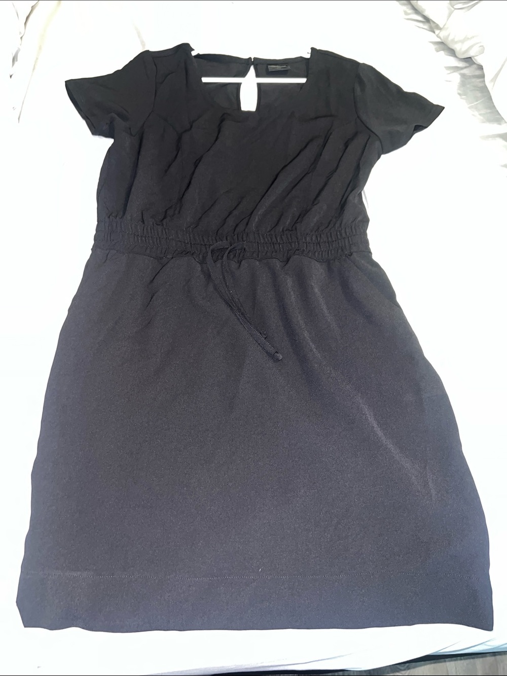Women's Black Drawstring Waist Mini Dress
